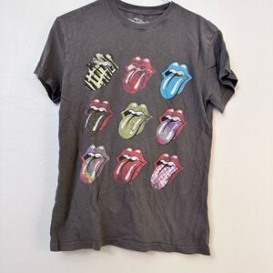 The Rolling Stones Women's Graphic T-Shirt Multi Tongue Short Sleeve Gray Size X